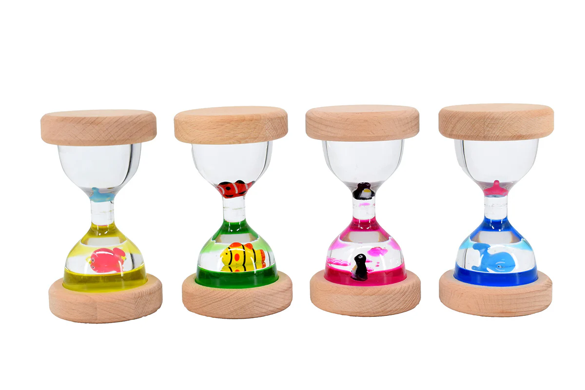 Sanduhr Flüssig - Holz 4er Set