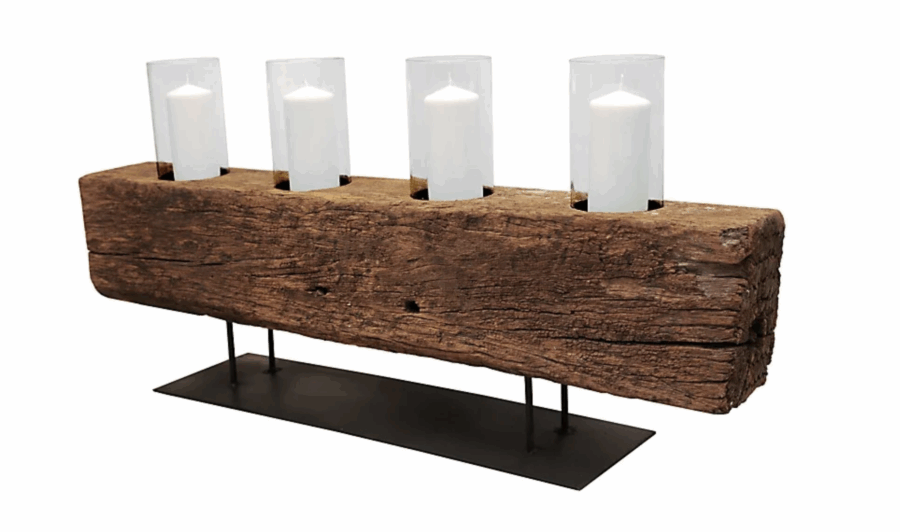 Kerzenhalter Teakholzbalken L