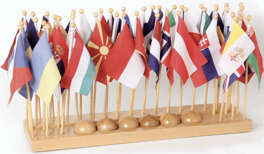 Montessori Flaggenständer mit Flaggen (Europa)