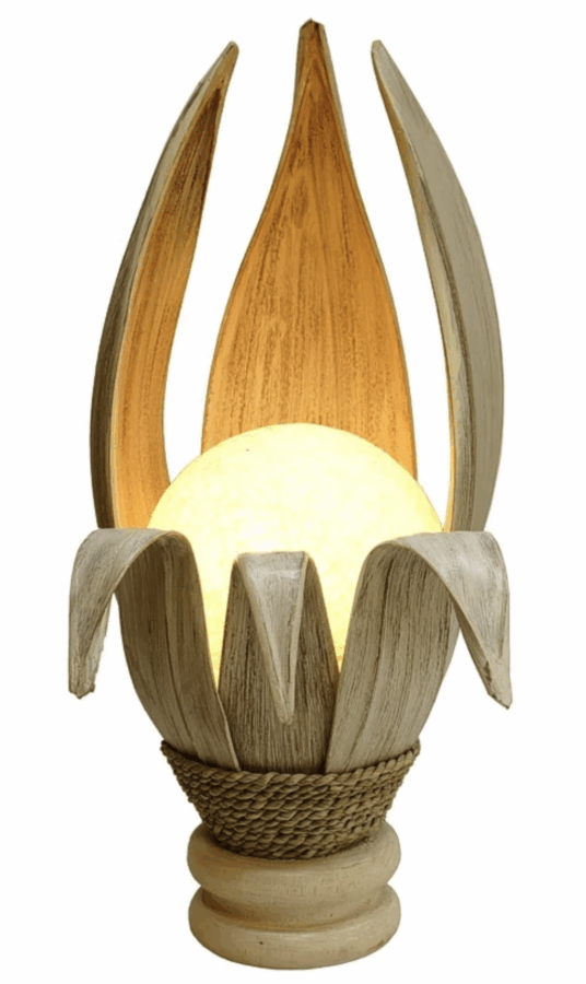 Lampe mit Ball und sechs Blättern, weiß 3er Set