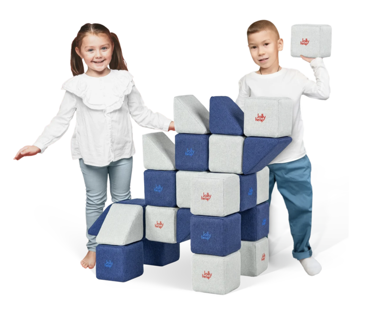 JollyHeap MINI 24 – 24 magnetische Softbausteine für Kita & Kindergarten