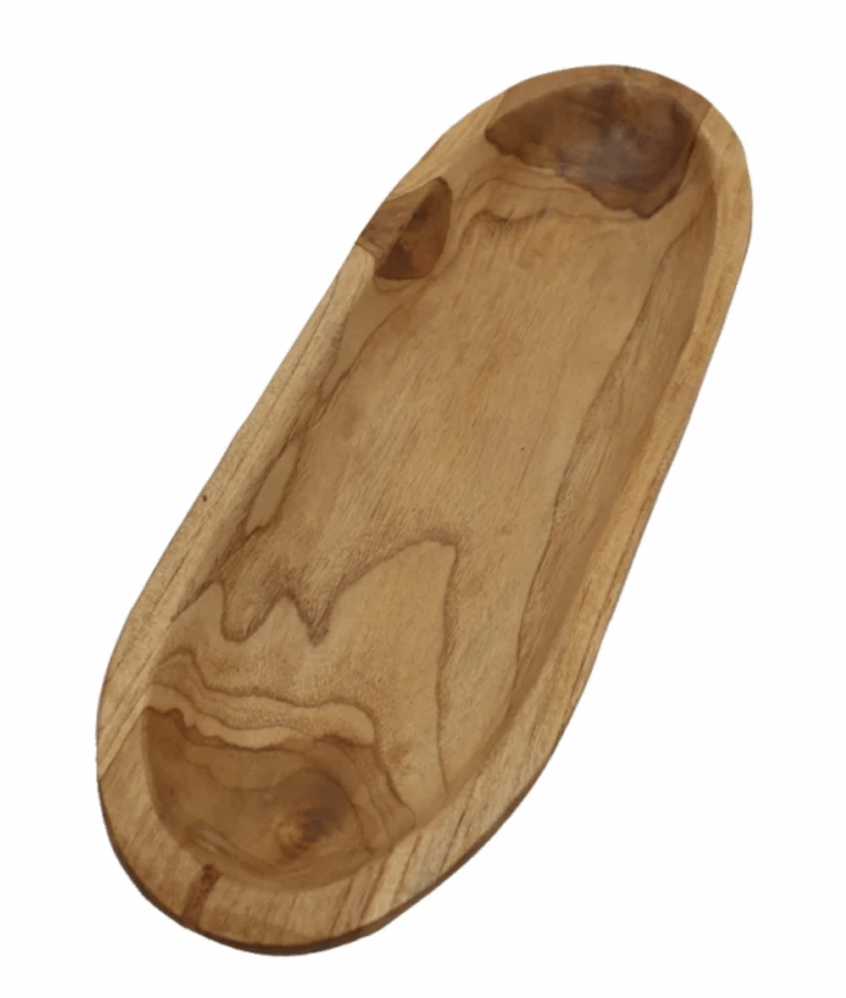 Teakholz-Schale 50 cm 6er Set – Bild 3