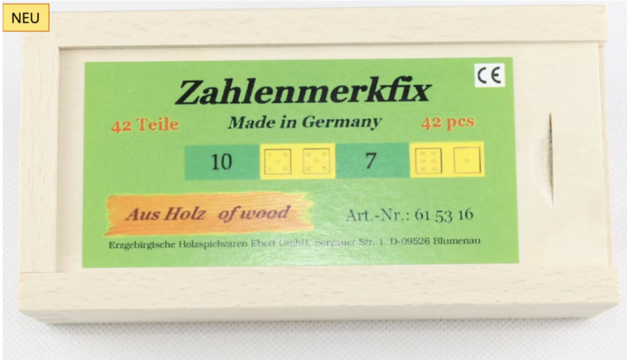 Zahlenmerkfix 42 Teile aus Buchenholz, Zahlenraum bis 12