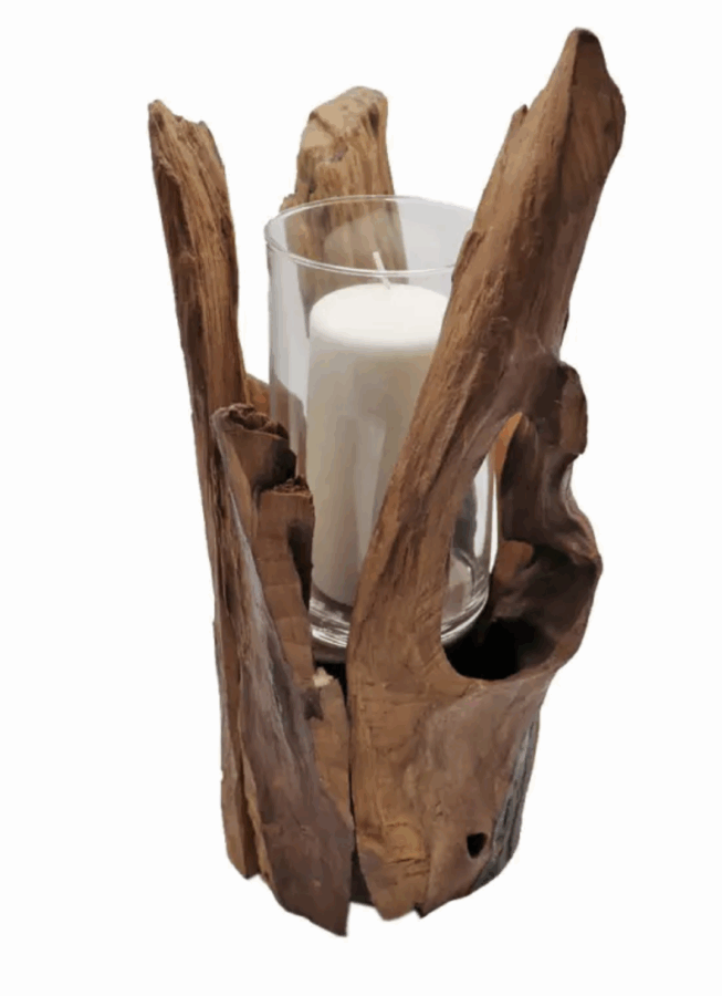 Treibholz Design mit Glas 3er Set